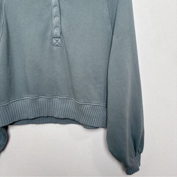 Aerie Womens Xsmall Quarter Snap Sweatshirt Royal Palm Color - Picture 6 of 16